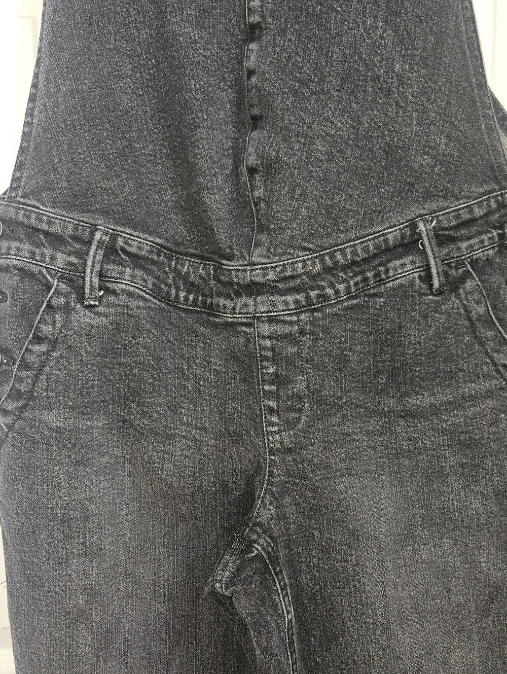 GAP Maternity Faded Black Denim Overalls Sz M